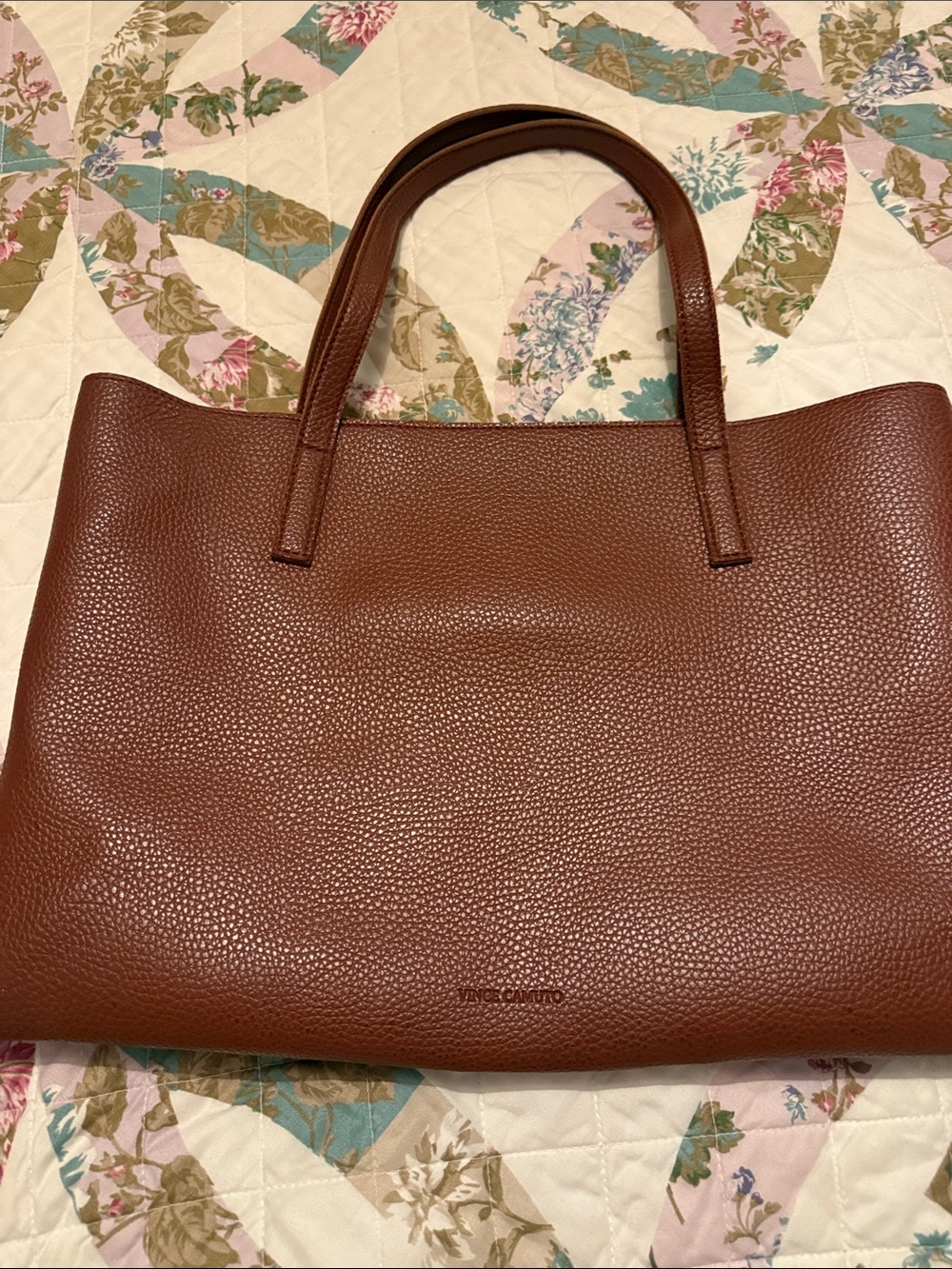 Vince Camuto Chestnut Pebbled Leather Tote